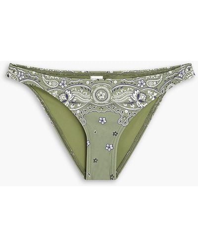 Zimmermann Paisley-print Low-rise Bikini Briefs - Green