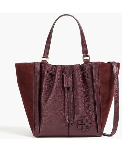 Tory Burch Mcgraw Dragonfly Leather And Suede Tote - Red