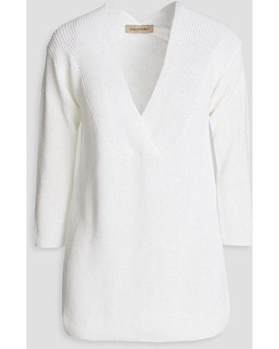Gentry Portofino Gerippter pullover aus einer baumwollmischung - Weiß