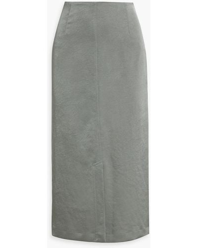 Dries Van Noten Satin-crepe Midi Skirt - Gray