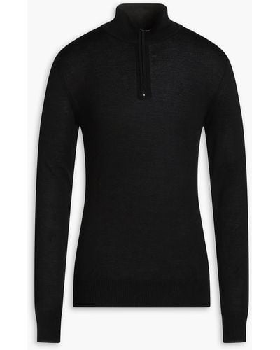 J.Lindeberg Merino Wool-blend Golf Sweater - Black