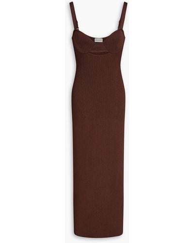 Magda Butrym Cutout Ribbed-knit Midi Dress - Brown