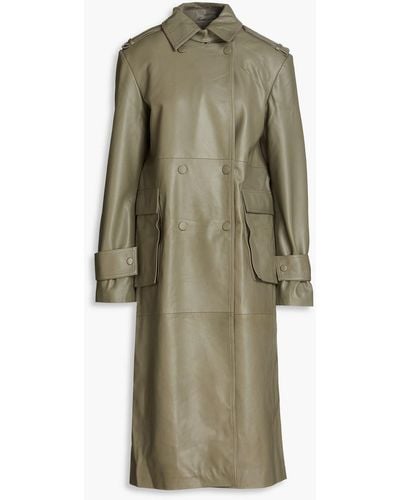 REMAIN Birger Christensen Double-breasted Leather Coat - Green