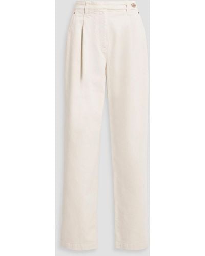 Brunello Cucinelli Pleated High-rise Straight-leg Jeans - White