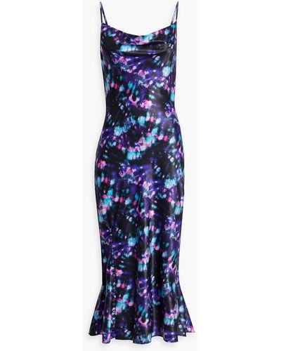 Olivia Rubin Lia Printed Satin Midi Slip Dress - Blue