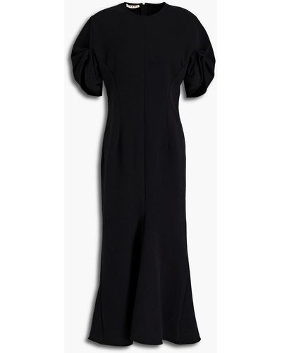 Marni Gathered French Cotton-terry Midi Dress - Black