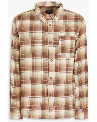 A.P.C. Kariertes overshirt aus flanell aus einer baumwollmischung - Natur