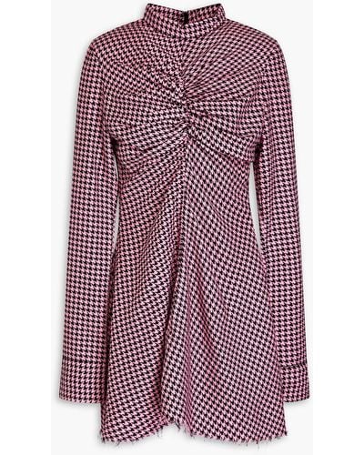Marques'Almeida Ruched Houndstooth Cotton Mini Dress - Purple