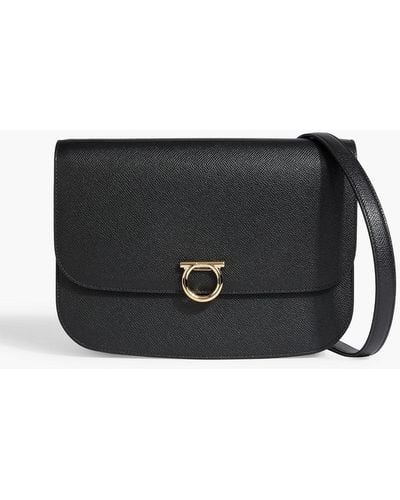 Ferragamo Gemini Pebbled-leather Shoulder Bag - Black