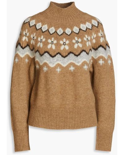 Sandro Jacquard-knit Alpaca-blend Turtleneck Sweater - Natural