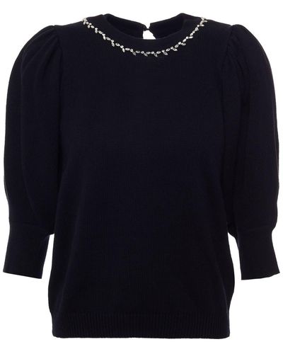 Ba&sh Nea Embellished Cotton, Silk And Cashmere-blend Sweater - Black