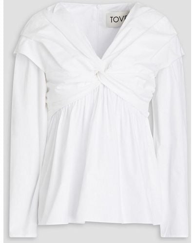 TOVE Elena bluse aus baumwollpopeline mit twist-detail an der vorderseite - Weiß