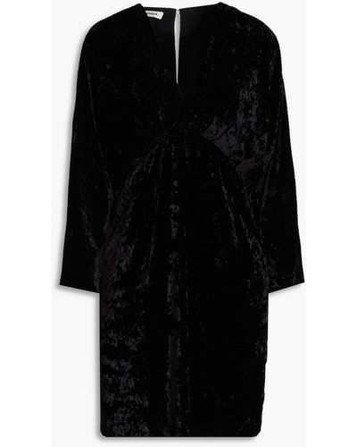 Sandro Cutout Crushed-velvet Mini Dress - Black