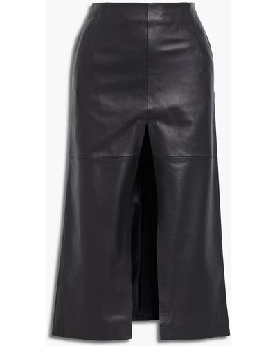 Muubaa Zoe Leather Midi Skirt - Black