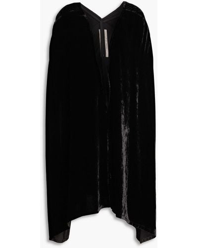 Rick Owens Mesh-trimmed Velvet Dress - Black