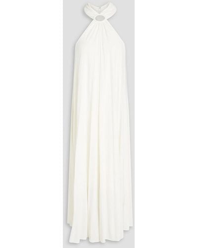 Halston Karsyn Ring-embellished Jersey Midi Dress - White