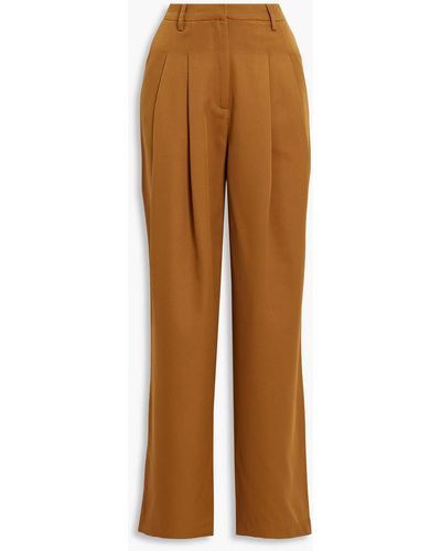 Walter Baker Tammy Pleated Crepe Wide-leg Trousers - Brown