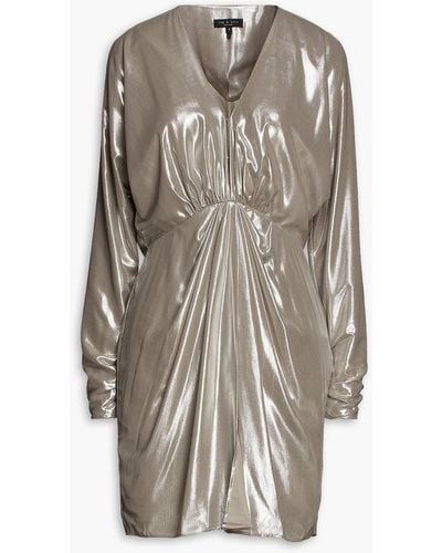 Rag & Bone Eloise Gathered Georgette Mini Dress - Metallic