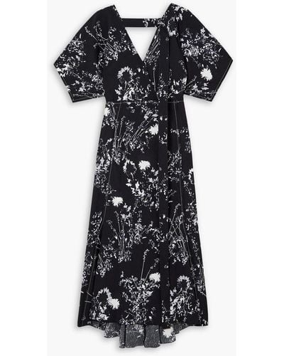 Victoria Beckham Floral-print Crepon Midi Dress - Black