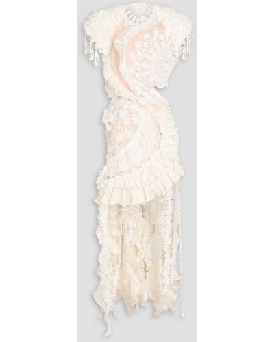 Zimmermann Embellished Cotton-blend Guipure Lace, Tulle And Organza Dress - White