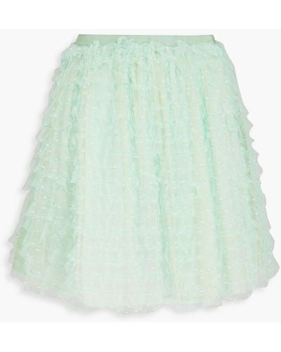 RED Valentino Tiered Point D'esprit Mini Skirt - Green