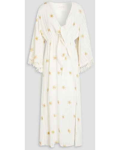 Sundress Seraphine Glittered Cotton Midi Dress - Natural