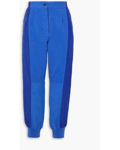 Haider Ackermann Two-tone Twill-paneled French Cotton-terry Tapered Pants - Blue