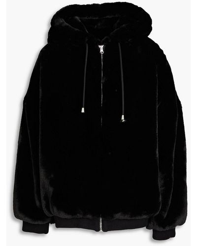 Ba&sh Oversized Faux Fur Hooded Jacket - Black