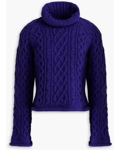 Maison Margiela Cable-knit Wool Turtleneck Jumper - Blue