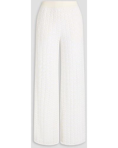 Missoni Crochet-knit Wool-blend Wide-leg Trousers - White
