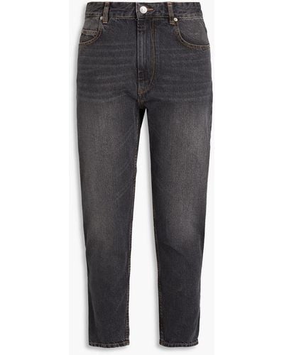 Isabel Marant Cropped High-rise Tapered Jeans - Grey