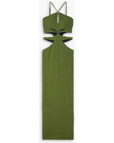 PATBO Asterisk Cutout Stretch-knit Maxi Dress - Green