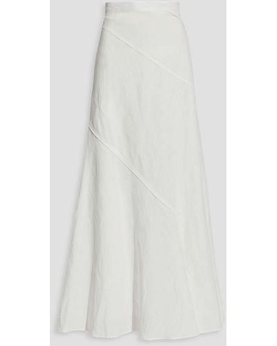 JOSEPH Flared Panelled Linen And Cotton-blend Maxi Skirt - White