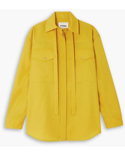 Jil Sander Oversized-hemd aus woll-gabardine mit bindedetail - Gelb