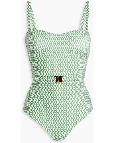 Jets by Jessika Allen Belted Printed Swimsuit - Green