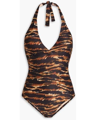 Melissa Odabash Rimini Tiger-print Swimsuit - Brown