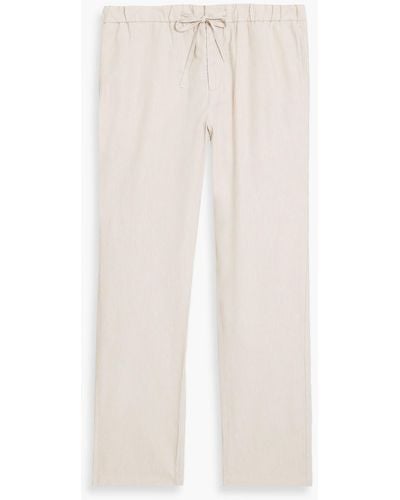 Frescobol Carioca Oscar Herringbone Linen And Cotton-blend Drawstring Trousers - White