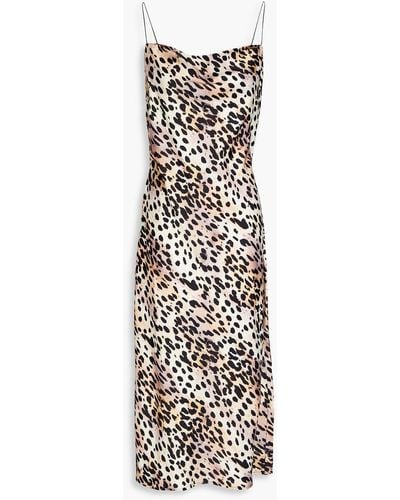 GOOD AMERICAN Slip dress aus satin in midilänge mit leopardenprint - Weiß