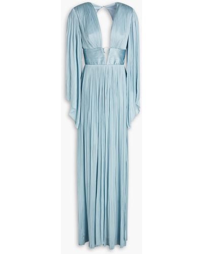 Maria Lucia Hohan Thais Embellished Cutout Plissé-silk Gown - Blue