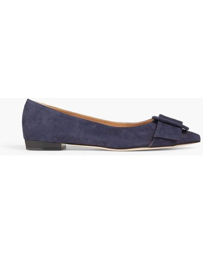 Sergio Rossi Buckled Suede Point-toe Flats - Blue