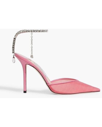 Jimmy Choo Saeda 100 Mesh And Patent-leather Pumps - Pink
