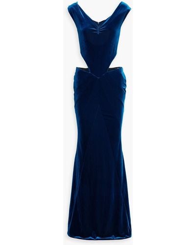 retroféte Giada Off-the-shoulder Cutout Velvet Gown - Blue