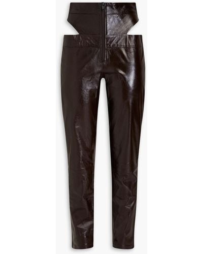 Zeynep Arcay Cutout Leather Tapered Trousers - Black