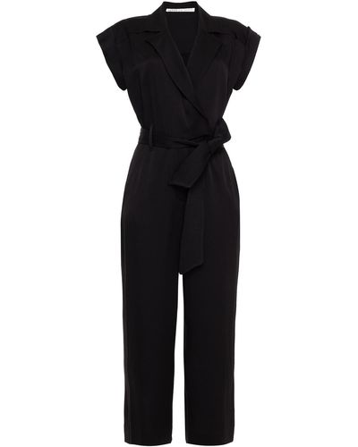 Veronica Beard Ophelia Cropped Wrap-effect Satin-crepe Jumpsuit - Black