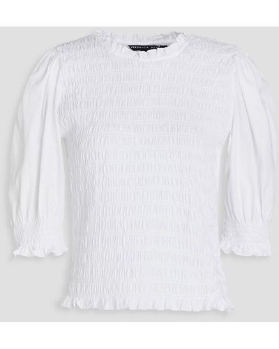 Veronica Beard Langston Shirred Cotton Top - White