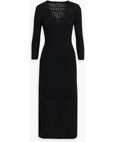 Rag & Bone Open-knit Cotton-blend Midi Dress - Black