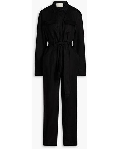 Asceno Antwerp Organic Linen Jumpsuit - Black