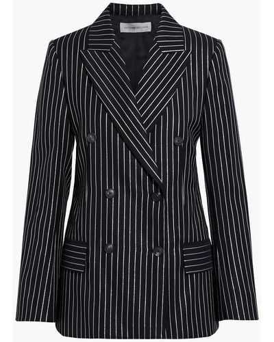 Victoria Beckham Striped Wool-blend Lamé Blazer - Black