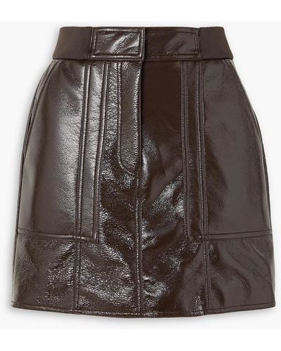 LVIR Crinkled Glossed Faux Leather Mini Skirt - Brown