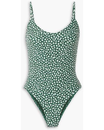 Matteau Scoop Floral-print Swimsuit - Green